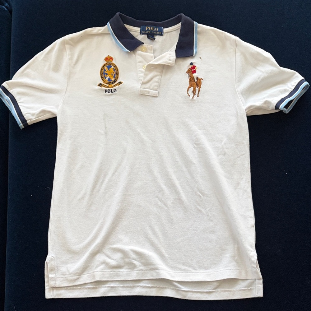 Polo by Ralph Lauren Boys's White Short-Sleeve Embroidered Polo Shirt - M (10-12